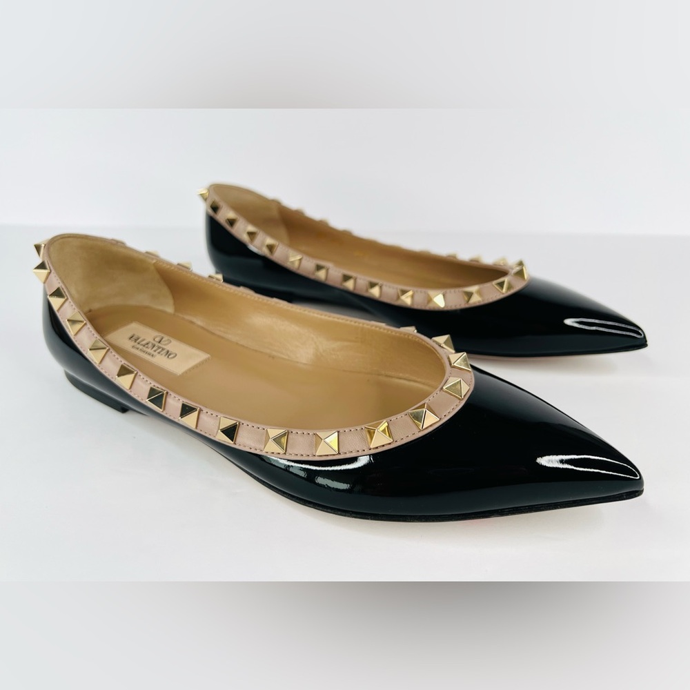 Valentino Garavani Rockstud Patent Leather Ballet Ballerina Studded Flat EU 36.5